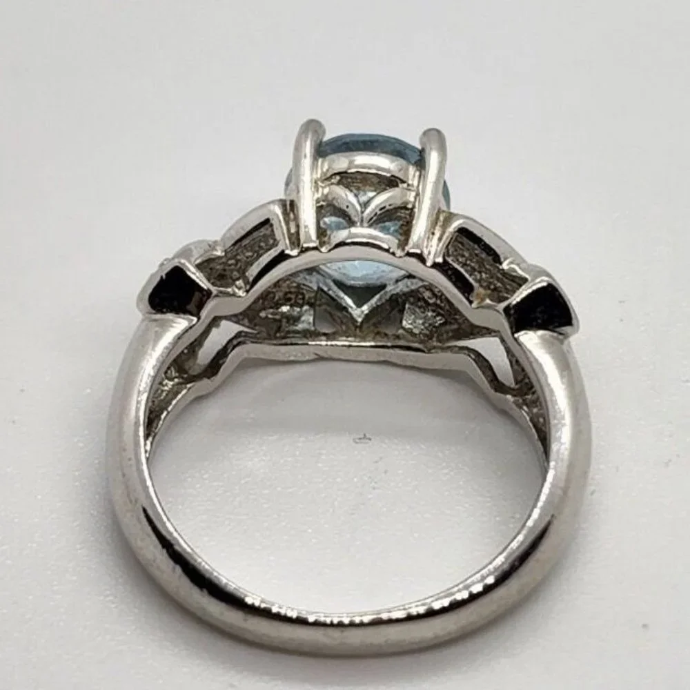 925 STERLING SILVER WITH TOPAZ & DIAMONDS RING SIZE 7